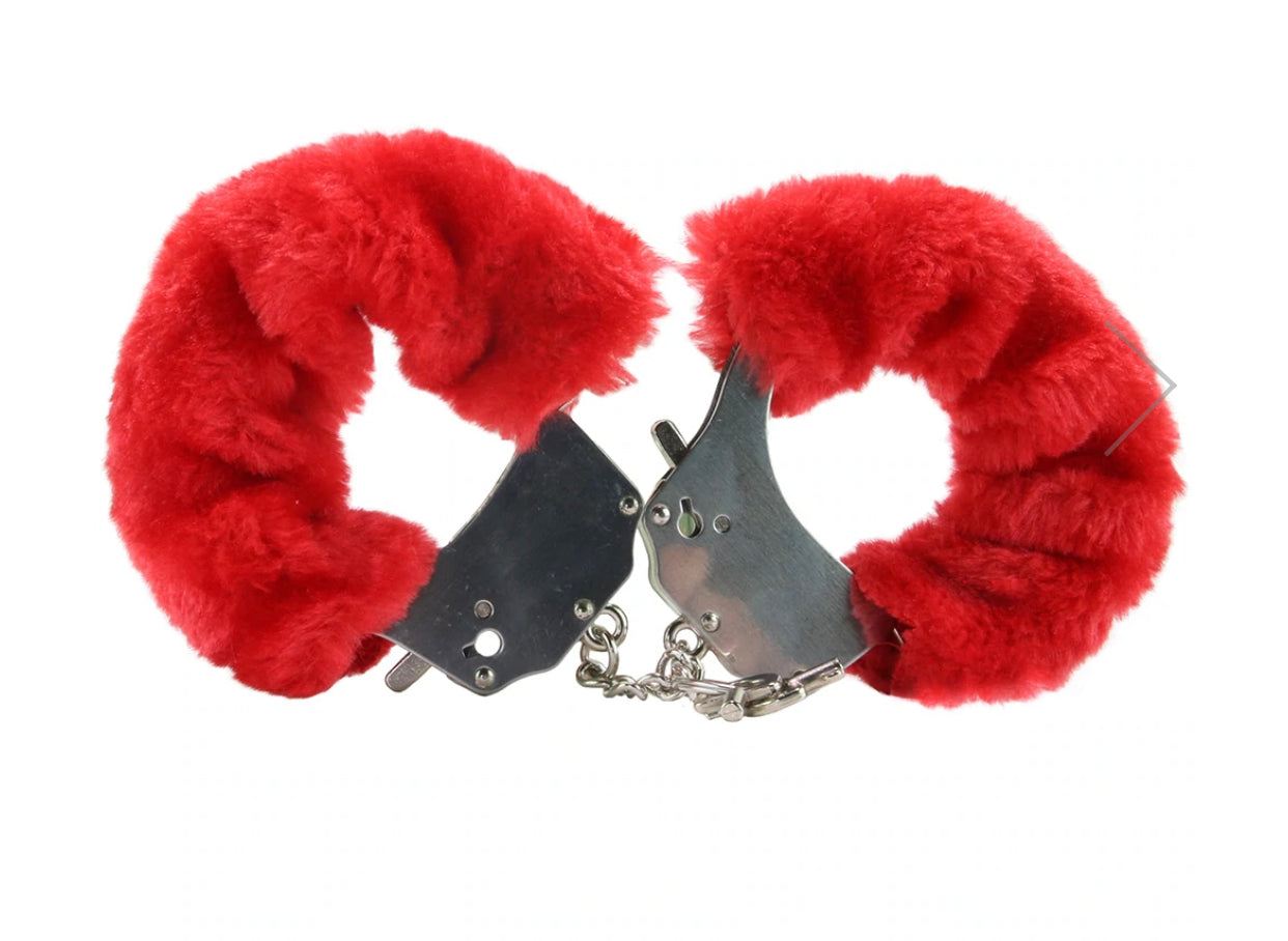 Fetish Fantasy beginners furry cuffs in red.